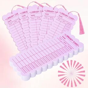 50 PCS Reading List Bookmarks Valentine's Day Book Tracker with 50 Bookmark Tassels Reading Log Bookmark 3 x 8 Inch Pink Library Card for Reading for Teacher Women and Book Lovers(100 PC Pink) in Saudi Arabia