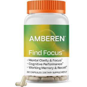 Amberen Find Focus، مكمل انقطاع الطمث للنساء، مثبت سريريًا Bacopa monnieri يدعم الوضوح العقلي والتركيز والإدراك والذاكرة العاملة والتذكر، خالي من الهرمونات والصويا، 60 كبسولة، كمية تكفي 30 يومًا in Kuwait