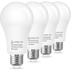 L LOHAS LED A19 LED Light Bulbs 150W Equivalent, 17 Watt Daylight White 5000K LED Bulbs, 1600 Lumen Energy-Efficient LED Bulb(UL Listed), E26 Medium Base, Non-Dimmable, 4 Pack in Saudi Arabia