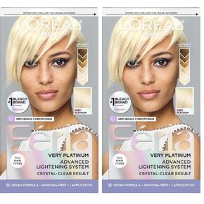 L'Oreal Paris Feria Hyper Platinum Advanced Lightening System Hair Bleach With Anti Brass Purple Conditioner, 4.3 Ounce in Saudi Arabia