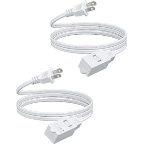 DEWENWILS 3 Foot Extension Cord, 16 AWG SPT-2 Power Cable for Indoor Use, 2 Prong Outlets Plugs for Christmas Decor and Lights, NEMA 5-15P to NEMA 5-15R, White, ETL Listed, 3 Pack in Kuwait