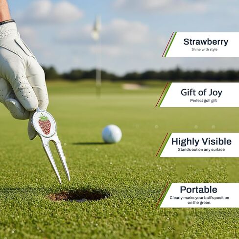 Strawberry Design Golf Ball Marker - Alignment Ball Marker Golf Accessories - Metallic Design Ball Markers for Putting Green -1" Wide in Saudi Arabia