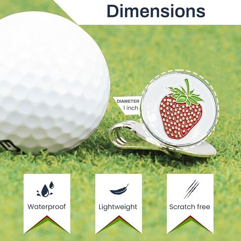 Strawberry Design Golf Ball Marker - Alignment Ball Marker Golf Accessories - Metallic Design Ball Markers for Putting Green -1" Wide in Saudi Arabia