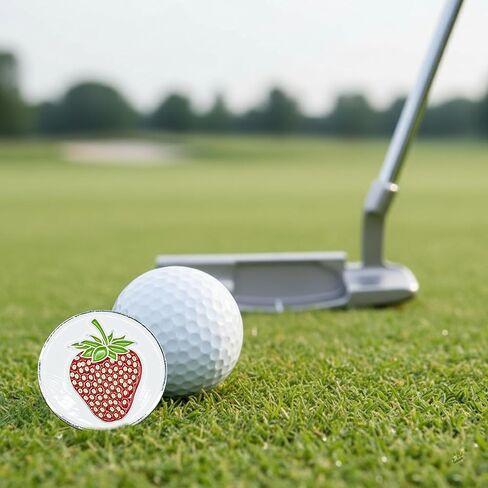 Strawberry Design Golf Ball Marker - Alignment Ball Marker Golf Accessories - Metallic Design Ball Markers for Putting Green -1" Wide in Saudi Arabia
