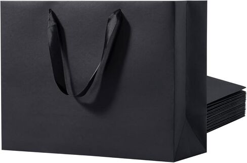 Katfort Large Navy Blue Gift Bag with Handles 12 Pack, 16''×6''×12'' Extra Large Gift Bag with Ribbon Handles, Reusable Heavy Duty Kraft Paper Bags Bulk for Shopping, Wedding, Party, Gift, Retail in Saudi Arabia