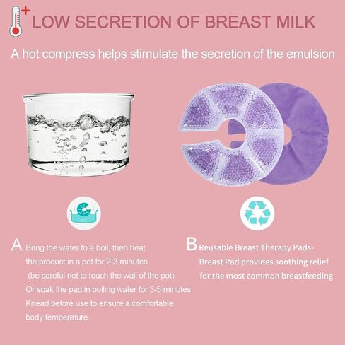 Breast Therapy Pads, Hot Cold Breastfeeding Gel Pads, Breastfeeding Essentials and Postpartum Recovery, Nursing Breast Pads Pain Relief for Mastitis, Engorgement, Microwavable in Kuwait