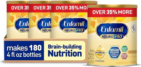 Enfamil NeuroPro Baby Formula, Triple Prebiotic Immune Blend with 2'FL HMO & Expert Recommended Omega-3 DHA, Inspired by Breast Milk, Non-GMO,Powder, 36.4 oz Refill Box, 4 Count in Kuwait