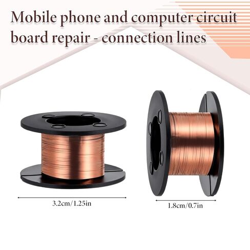 2 Pack 0.1mm Enameled Copper Solder Soldering Wire, Motherboard Soldering Wire for PCB, Cell Phone, Laptop Motherboard Repair in Saudi Arabia
