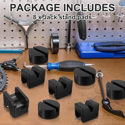 8 Pcs Jack Stand Pads Adapter Universal Slotted Frame Rail Pinch Welds Protector Rubber Jack Pad for Stand Accessories (2 Types) in Saudi Arabia