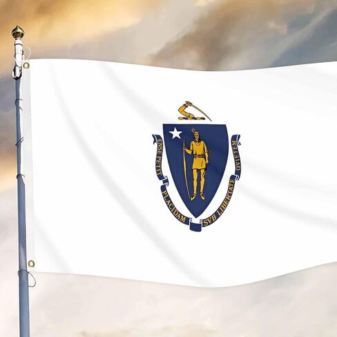 Flag of Massachusetts State Banner 3x5FT Indoor Walls, Outdoor Gardens, Decks, Car, Flags Decorations in Saudi Arabia