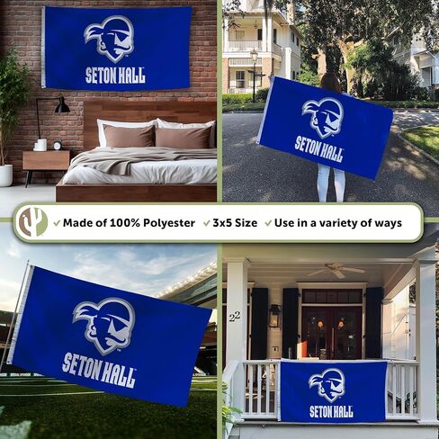 Desert Cactus Seton Hall University SHU Flag - 3 x 5 Feet Pirates Banner, Indoor/Outdoor Durable Fabric, 100% Polyester Design (Style 1a) in Saudi Arabia