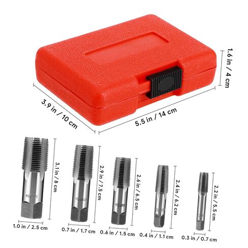 TEHAUX 5 Pcs Set Tap Set Carbon Steel Threading Tool for Plumbing Includes Precision Craftsmanship Durable Design with Storage Case in Saudi Arabia