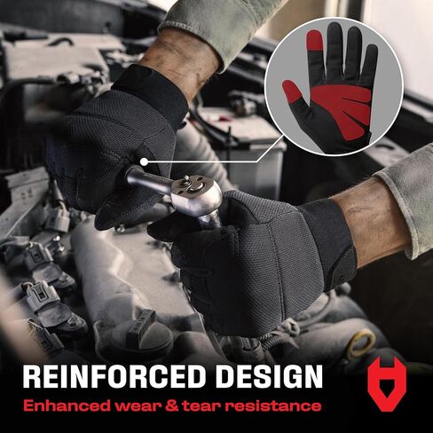 NoCry Heavy-Duty Tactical Work Gloves for Men — Reinforced Palms, Foam-Padded Knuckles, and Strong Stitching; Touchscreen Tips; Breathable and Flexible; Ideal for Mechanics and Construction Work in Saudi Arabia