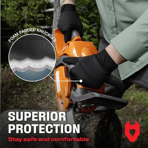NoCry Heavy-Duty Tactical Work Gloves for Men — Reinforced Palms, Foam-Padded Knuckles, and Strong Stitching; Touchscreen Tips; Breathable and Flexible; Ideal for Mechanics and Construction Work in Saudi Arabia