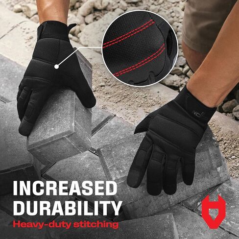NoCry Heavy-Duty Tactical Work Gloves for Men — Reinforced Palms, Foam-Padded Knuckles, and Strong Stitching; Touchscreen Tips; Breathable and Flexible; Ideal for Mechanics and Construction Work in Saudi Arabia