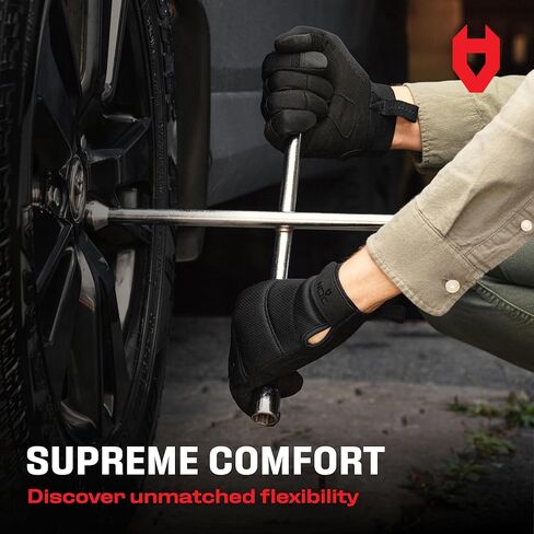 NoCry Heavy-Duty Tactical Work Gloves for Men — Reinforced Palms, Foam-Padded Knuckles, and Strong Stitching; Touchscreen Tips; Breathable and Flexible; Ideal for Mechanics and Construction Work in Saudi Arabia