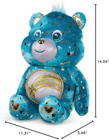 Basic Fun Care Bears 35 cm Luminous Belly Plush - Wish Bear - Soft Environmentally Friendly Toy with Illuminated Belly Badge - Comfortable Collectable Item for Children and Fans in Saudi Arabia