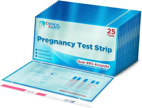 Clinical Guard 25 Pregnancy Tests Strips - Sensitive & Accurate Measurement within 5 mins - Early Detection Pregnancy Test Strip - Easy to Use for Home Tests - HCG Test Strip in Saudi Arabia