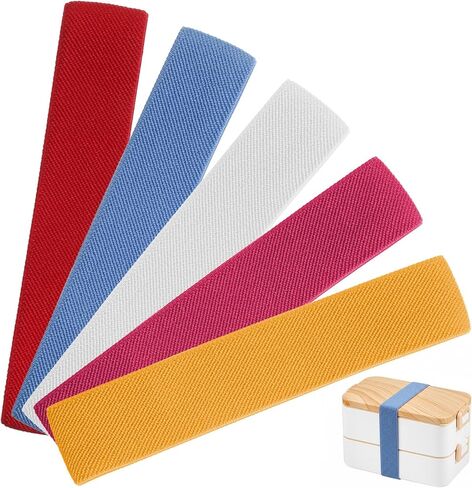 5 Pcs Bento Box Strap,Lunch Box Band Bento Boxes Band Elastic Strap for Lunch Boxes Fixing Bands Replacement for Office Classroom Picnic Camping Outdoors Meals,5 Colors in Kuwait