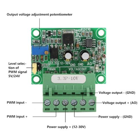 PWM to 010V Converter, High Precision Industrial Grade Digital to Analog Signal Module with 3.3V Input and Reverse Polarity Protection for PLC Automation Systems in Saudi Arabia