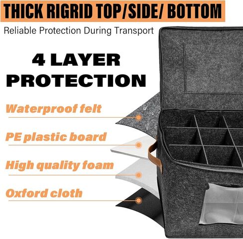 2-Layer Mug Storage Box with Dividers, Coffee Cup Storage Organizer with Zipper Lid, Stackable Mug and Cup Organizer for 24 Coffee Mugs Cups Glasses in Saudi Arabia