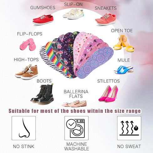 12 Pairs No Show Socks Sockless Shoe Liner Washable Barefoot Shoe Insoles No Slipping Inserts for Women Man in Saudi Arabia