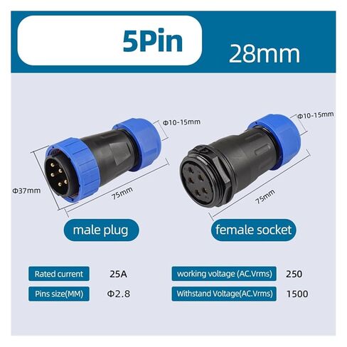 LD28 Solderless Screw Connector IP68 Waterproof Docking 2-9 Pin(5Pin,5Sets) in Saudi Arabia