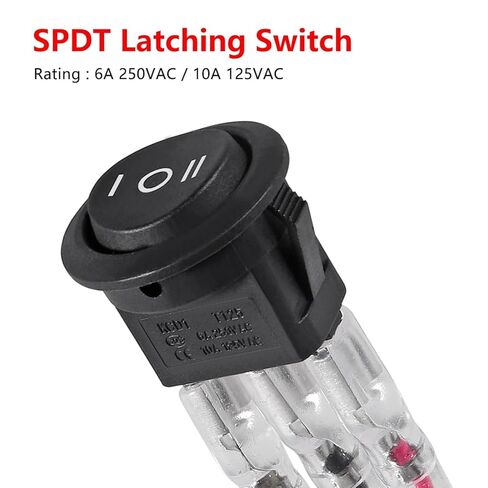 15 Pack 3 Pin 3 Position Round Rocker Switch 12V ON/Off/ON 6A/250V AC 10A/125V DC SPDT Circle Toggle Switch for Car Boat Automotive RV Black with Pre-Wired Wires in Saudi Arabia
