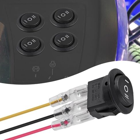 15 Pack 3 Pin 3 Position Round Rocker Switch 12V ON/Off/ON 6A/250V AC 10A/125V DC SPDT Circle Toggle Switch for Car Boat Automotive RV Black with Pre-Wired Wires in Saudi Arabia