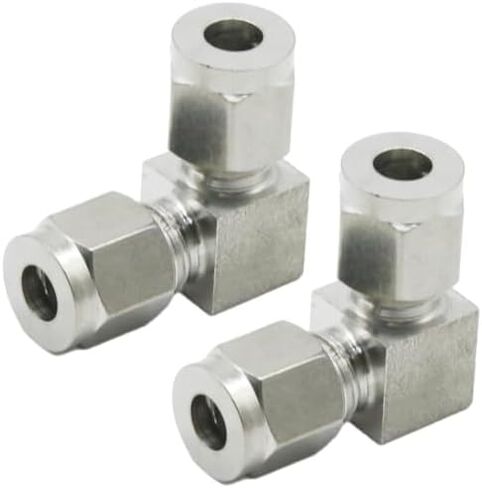 2 PCS 304 Stainless Steel Compression Tube Pipe Fitting, 1/4" OD Elbow Connector Adapter, 90 Degree Elbow Adapter for Oil Gas Fuel Air Liquid in Saudi Arabia