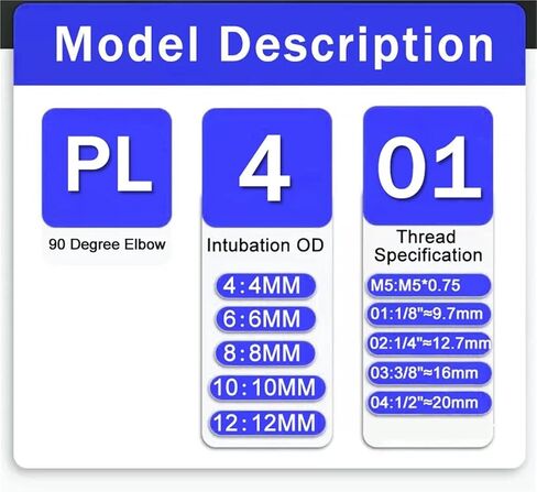 PL Elbow Pneumatic Fitting 1/4 3/8 1/2 1/8 Male Thread Quick Connector L Shape Hose OD 6mm 8mm 10mm 12mm 20Pcs(PL10-03) in Saudi Arabia