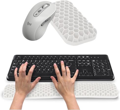 Ergonomic Keyboard and Mouse Wrist Rest Set, Silicone Honeycomb Design, Black, 17.7 x 2.8 x 1 Inches, Non-Deformable Support for Office Gaming Typing (Black) in Saudi Arabia