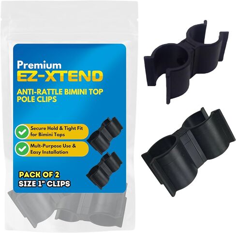إكسسوارات القوارب ذات المشابك العلوية المضادة للخشخشة من EZ-Xtend - الأجهزة الأساسية من Bimini للقوارب، ودعامة Bimini لأعمدة دعم غطاء القارب وأجزاء Bimini العلوية (عبوة من قطعتين) in Kuwait