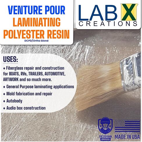 VENTURE POUR 1 جالون وFIBERLAM 3 جالون (إجمالي 4 جالون) راتنجات البوليستر + مقوي MEKP؛ طلاء منخفض اللزوجة لتصفيح حصيرة الألياف الزجاجية / المحور / القماش؛ قارب/RV/سيارات/زورق| مع الراتنج النهائي in Saudi Arabia