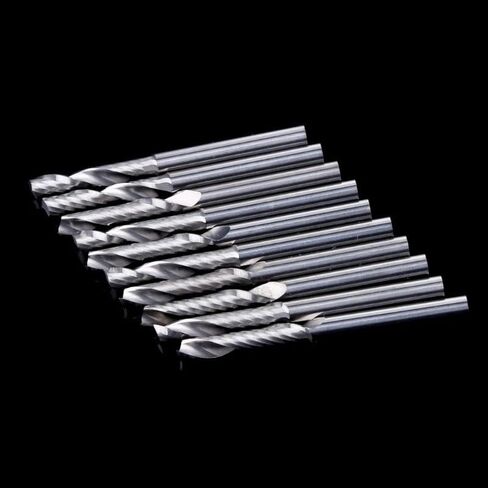 10pcs 3.175mm Single-Flute End Mill .175 * 17 38mm Single Flute Carbide Spiral CNC Milling Cutter in Kuwait
