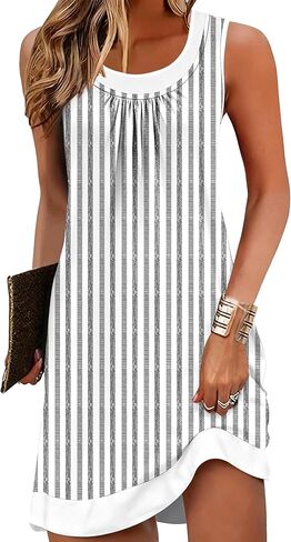 ETCYY Beach Dresses for Women 2026 Vacation Clothes Swimsuit Coverup Sleeveless Boho Sundresses Striped Casual Summer Dress in Saudi Arabia