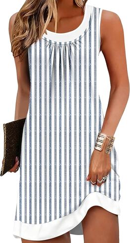 ETCYY Beach Dresses for Women 2026 Vacation Clothes Swimsuit Coverup Sleeveless Boho Sundresses Striped Casual Summer Dress in Kuwait