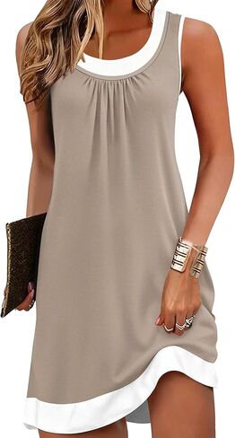 ETCYY Beach Dresses for Women 2026 Vacation Clothes Swimsuit Coverup Sleeveless Boho Sundresses Striped Casual Summer Dress in Kuwait