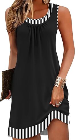 ETCYY Beach Dresses for Women 2026 Vacation Clothes Swimsuit Coverup Sleeveless Boho Sundresses Striped Casual Summer Dress in Kuwait