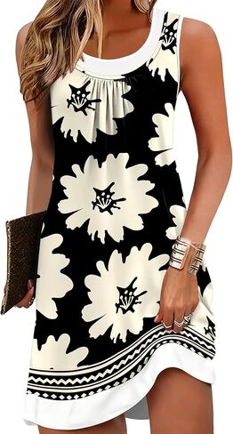ETCYY Beach Dresses for Women 2026 Vacation Clothes Swimsuit Coverup Sleeveless Boho Sundresses Striped Casual Summer Dress in Kuwait