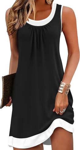 ETCYY Beach Dresses for Women 2026 Vacation Clothes Swimsuit Coverup Sleeveless Boho Sundresses Striped Casual Summer Dress in Kuwait