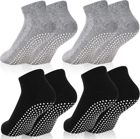 4 Pairs Pilates Grippy Socks for Women and Men,Non-Slip Yoga Soccer Cotton Barre Home Hospital Trampoline Grips in Saudi Arabia