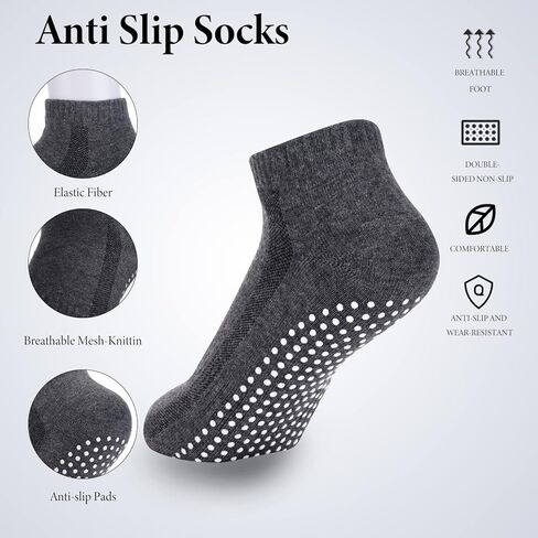 4 Pairs Pilates Grippy Socks for Women and Men,Non-Slip Yoga Soccer Cotton Barre Home Hospital Trampoline Grips in Saudi Arabia
