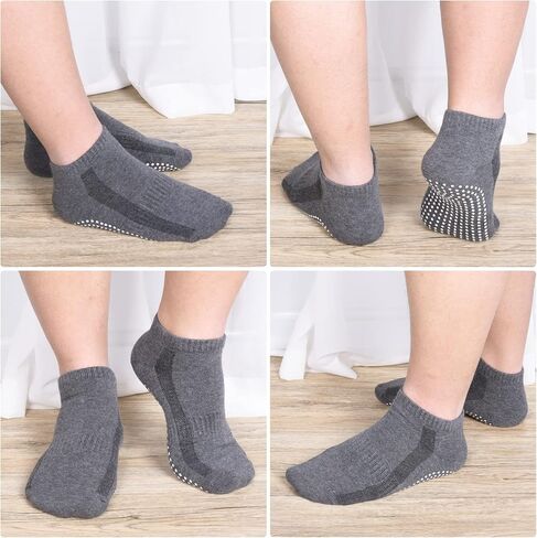4 Pairs Pilates Grippy Socks for Women and Men,Non-Slip Yoga Soccer Cotton Barre Home Hospital Trampoline Grips in Saudi Arabia