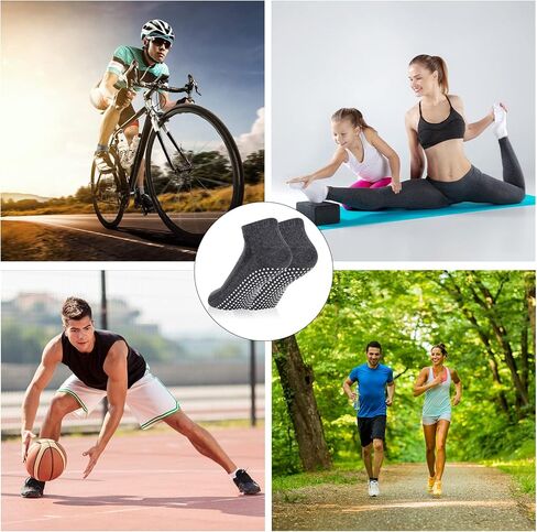 4 Pairs Pilates Grippy Socks for Women and Men,Non-Slip Yoga Soccer Cotton Barre Home Hospital Trampoline Grips in Saudi Arabia