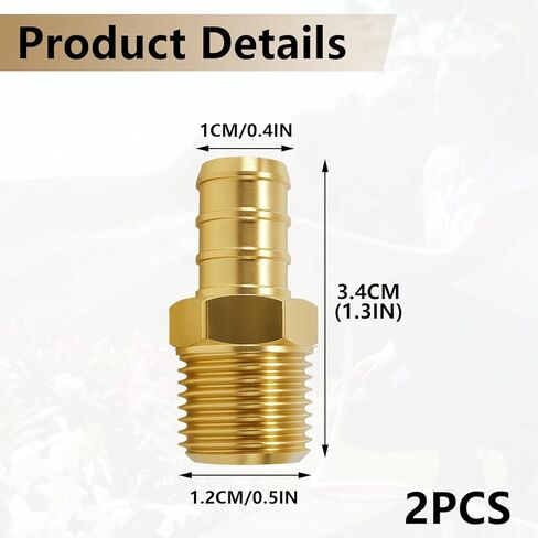موصل ذكر PEX إلى 3/8 بوصة NPT - محول نحاسي شديد التحمل للسباكة، تركيب مقاوم للتآكل لأنظمة إمداد المياه (عبوتان) in Kuwait
