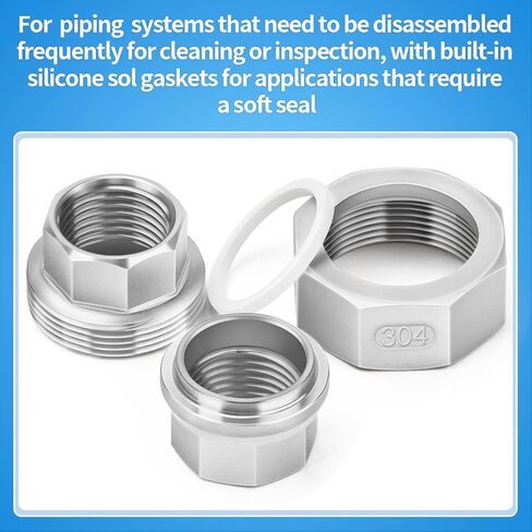 ChillWaves 304 Stainless Steel Cast Pipe Fitting, Union，1" NPT Female，Thread Adapter(2-PACK) in Saudi Arabia