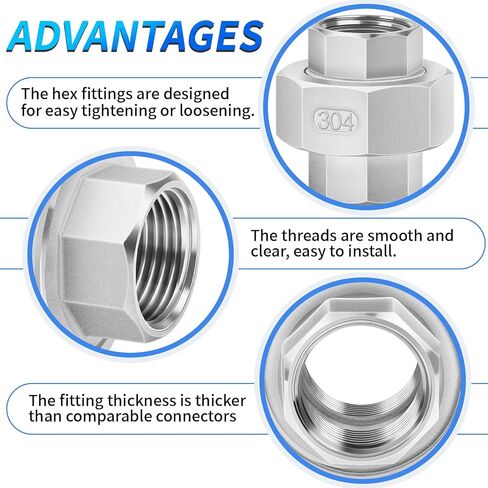 ChillWaves 304 Stainless Steel Cast Pipe Fitting, Union，1" NPT Female，Thread Adapter(2-PACK) in Saudi Arabia