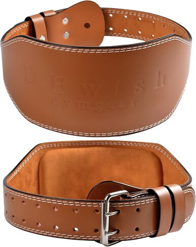 Leather Gym Fitness Belt, 4" & 6" Padded Lumbar Back Support, 10 Adjustable Holes for Weightlifting Powerlifting Bodybuilding Deadlift Squat Workout Strength Training in Saudi Arabia