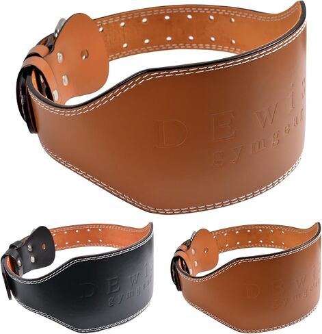 Leather Gym Fitness Belt, 4" & 6" Padded Lumbar Back Support, 10 Adjustable Holes for Weightlifting Powerlifting Bodybuilding Deadlift Squat Workout Strength Training in Saudi Arabia